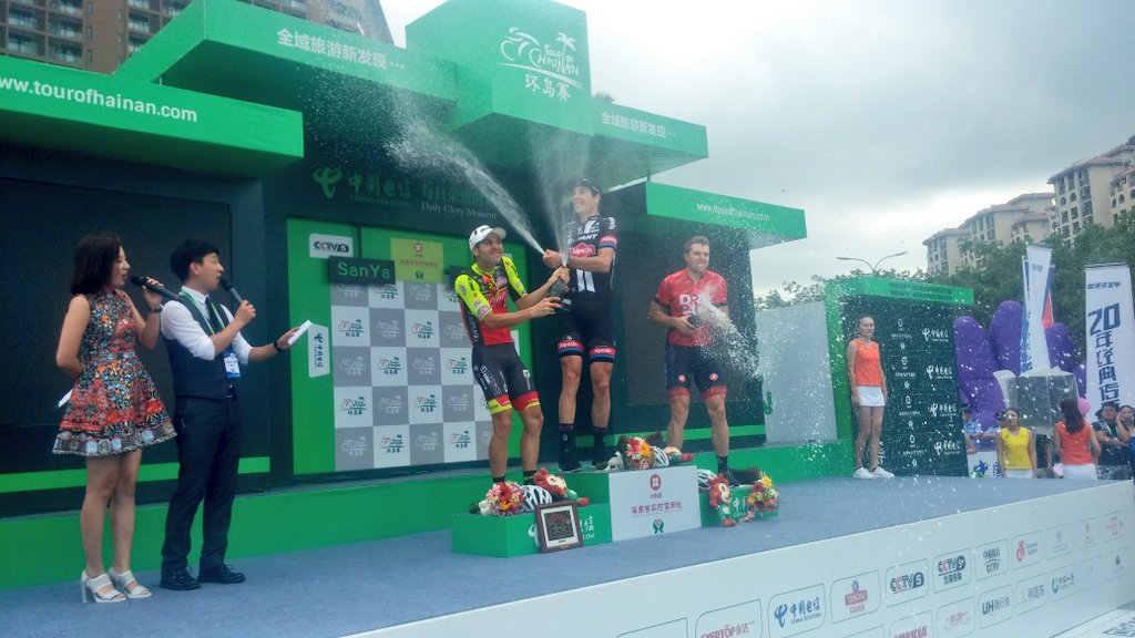 Il podio della settima tappa del Tour of Hainan