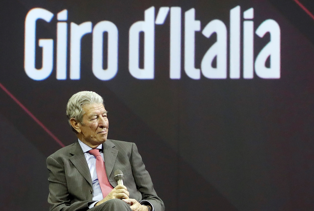 Felice Gimondi alla presentazione del Giro d'Italia n° 100