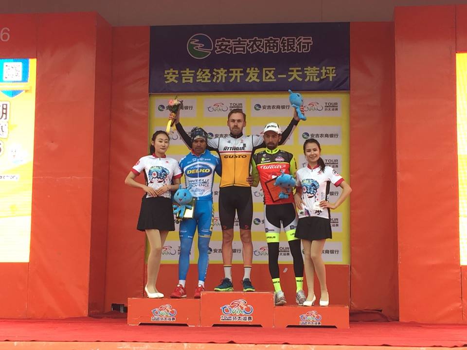 Il podio della terza tappa del Tour of Taihu Lake