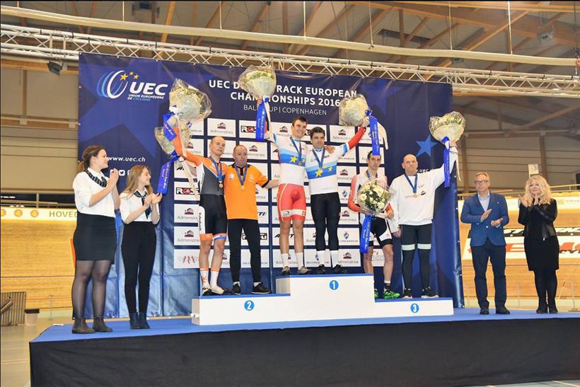 Il podio del Campionato Europeo Derny 2016