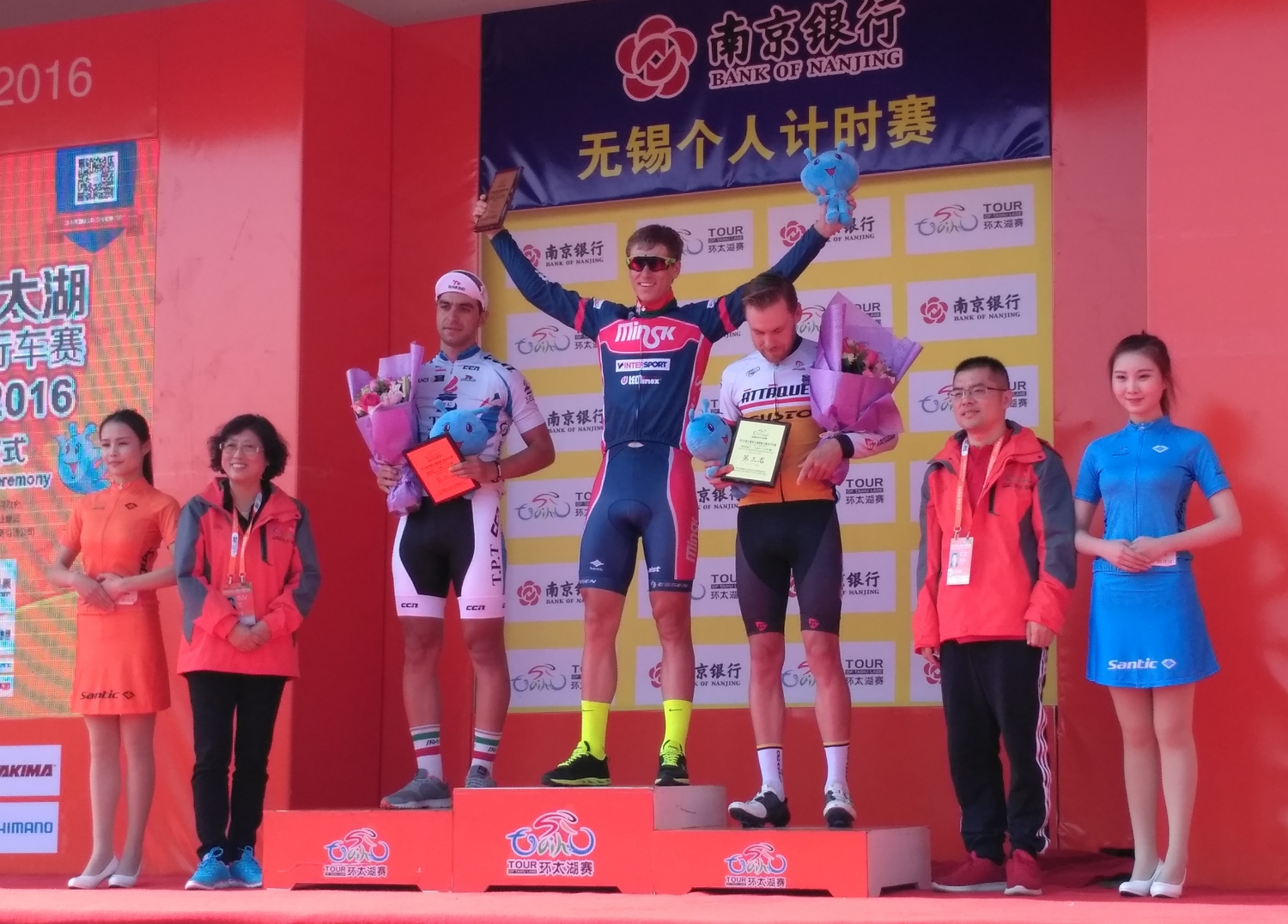 Il podio del prologo del Tour of Taihu Lake