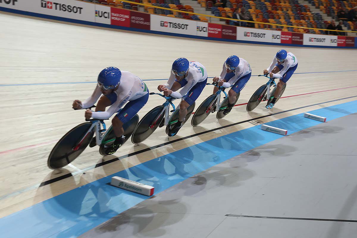 Il quartetto azzurro maschile in azione ad Apeldoorn