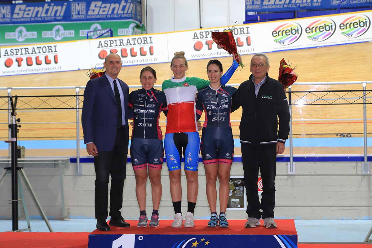 Il podio del Campionato Italiano Inseguimento Donne Elite