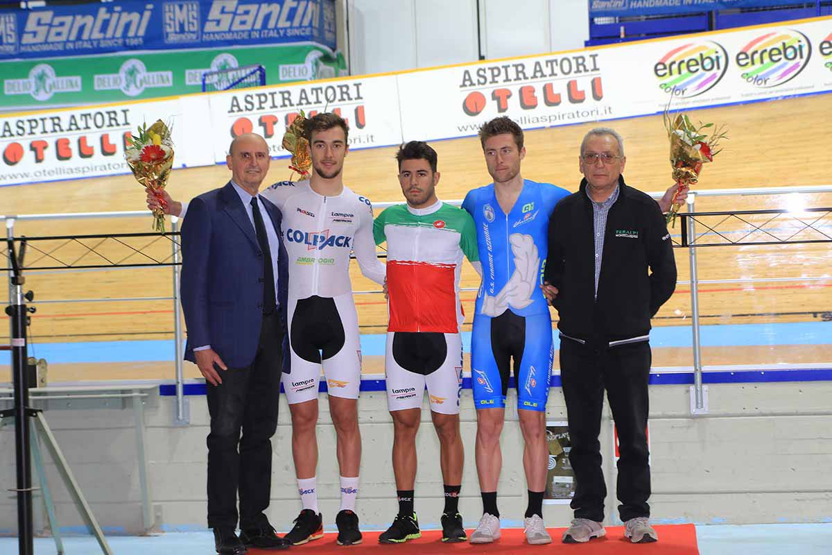 Il podio del Campionato Italiano Corsa a punti Open maschile