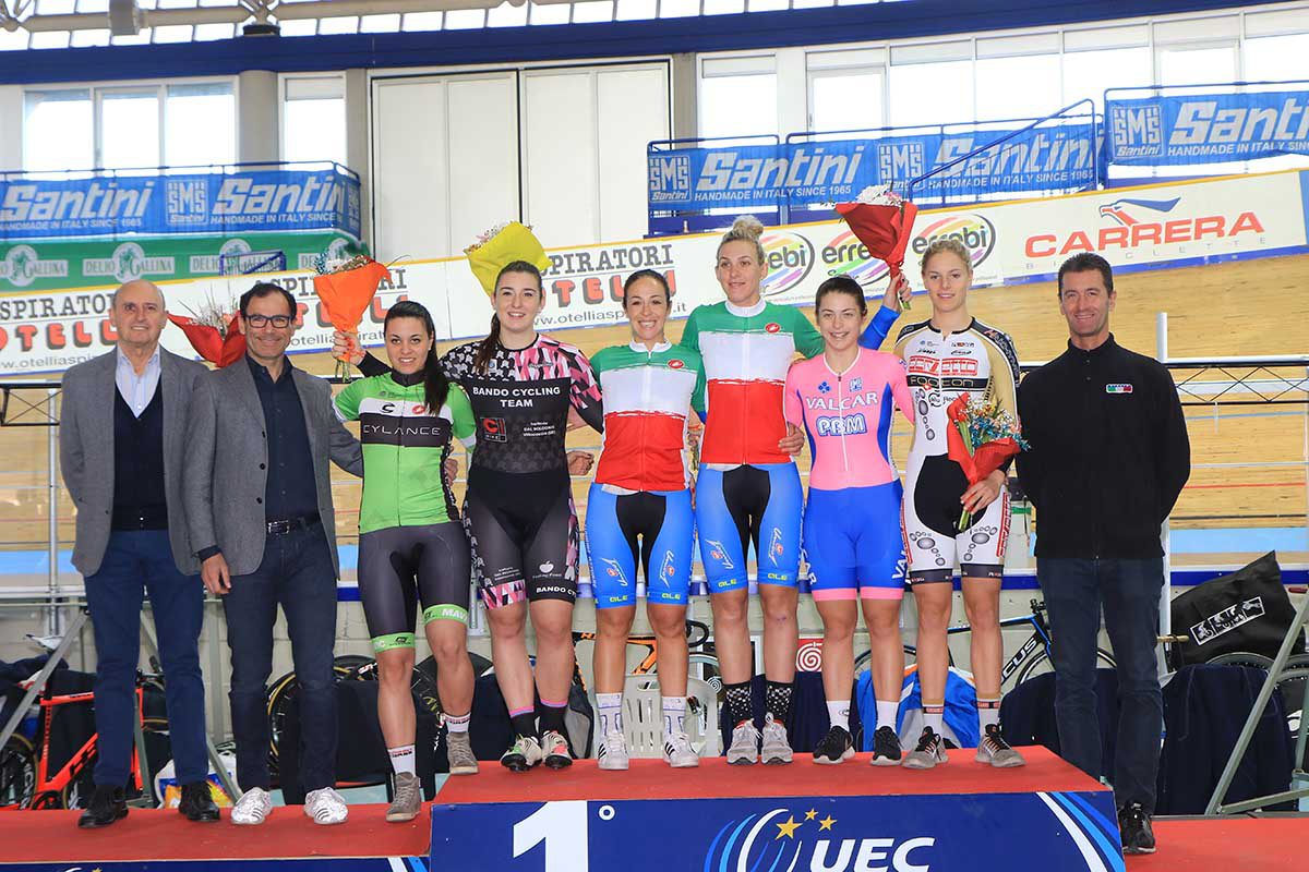 Il podio della Velocità a squadre Donne Elite 2016
