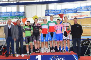 Il podio della Velocità a squadre Donne Elite 2016