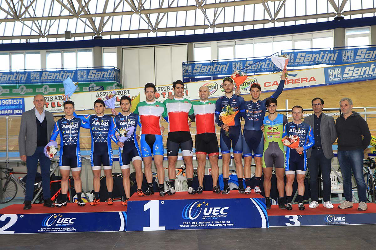 Il podio del Campionato Italiano Velocità a squadre Elite 2016