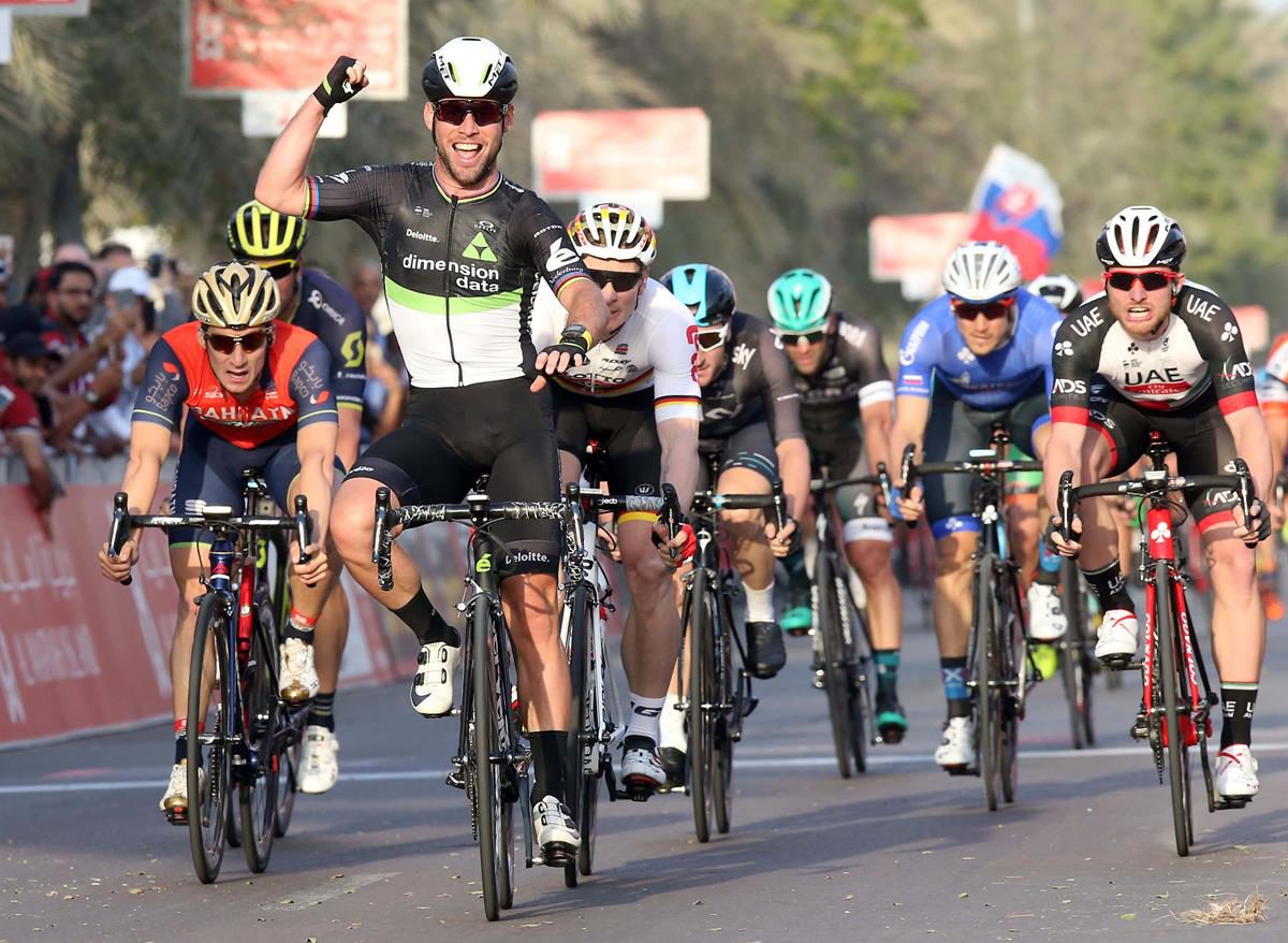 Mark Cavendish vince la prima tappa dell'Abu Dhabi Tour (foto ANSA)