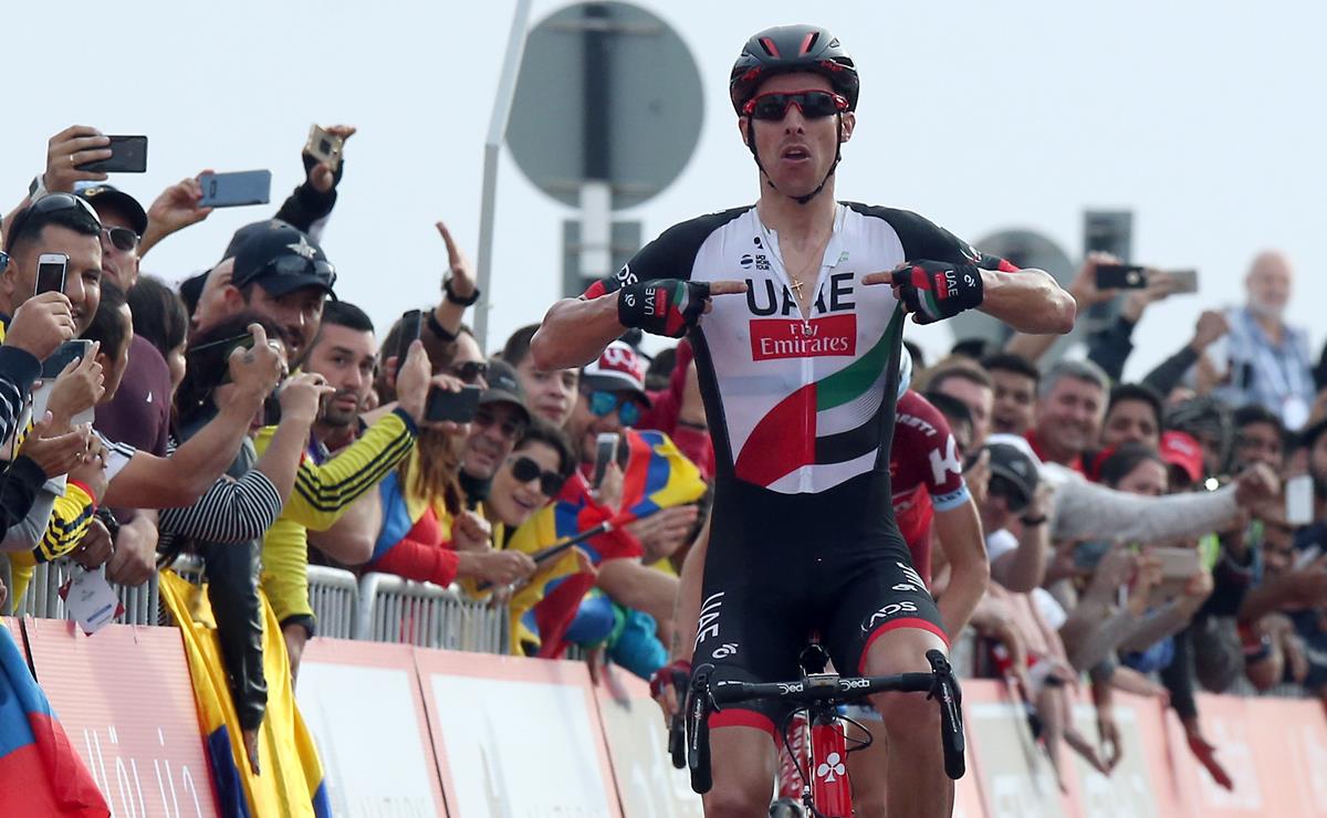 Rui Costa vince il tappone dell'Abu Dhabi Tour 2017 (foto ANSA)