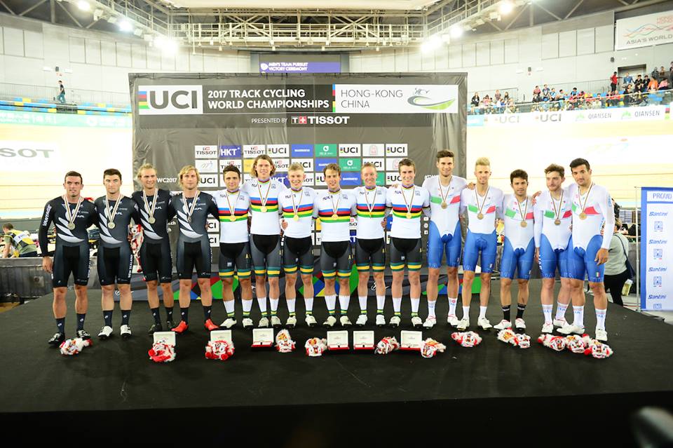 Il podio dei Mondiali Inseguimento a squadre 2017