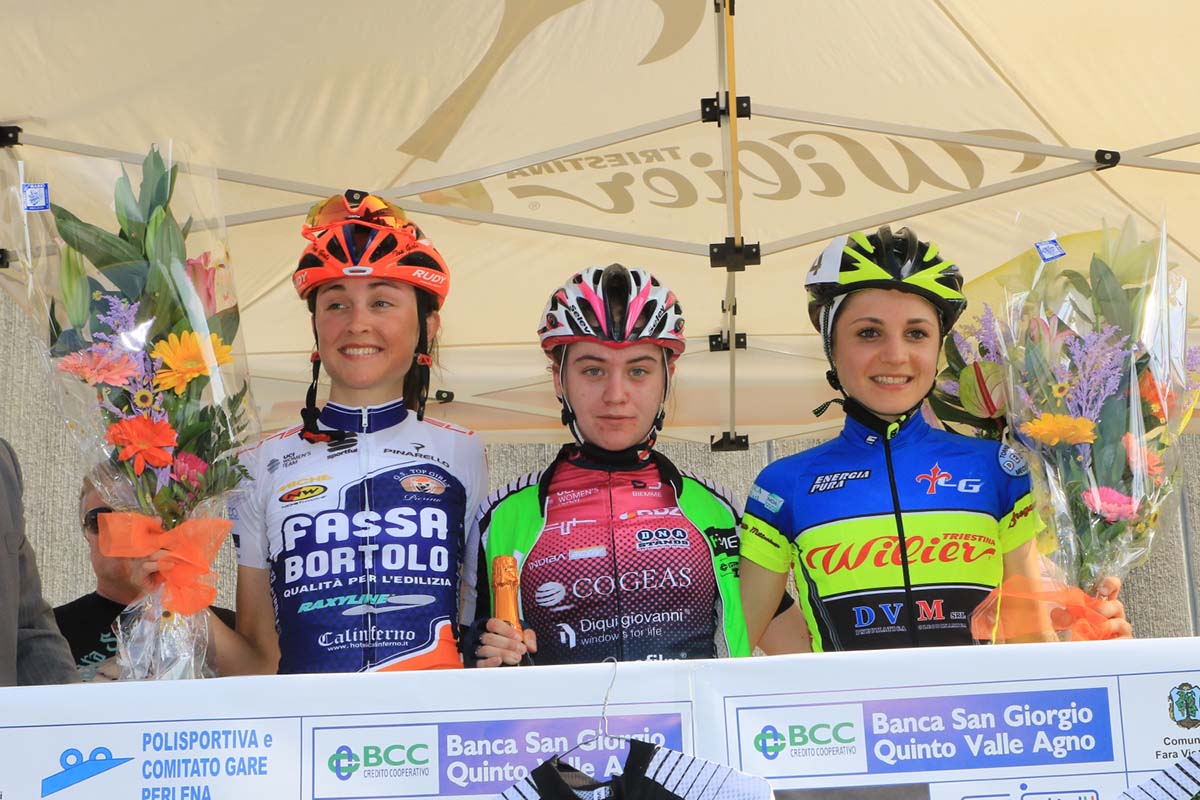 Il podio della gara di San Giogiro di Perlena vinta da Nikola Noskova