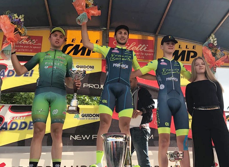 Il podio della gara Juniores di La Torre di Fucecchio vinta da Juri Passa