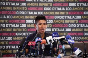 Nairo Quintana alla conferenza stampa della vigilia del Giro 100