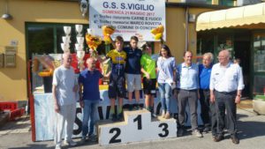 Il podio della gara Esordienti 1° anno di San Vigilio di Concesio vinta da Giorgio Gavazzi