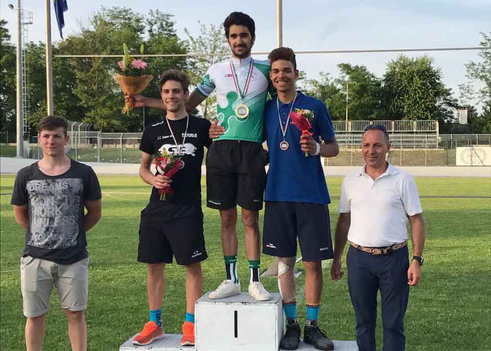 Il podio del Campionato Lombardo Corsa a punti Juniores 2017 vinto da Filippo Pastorelli