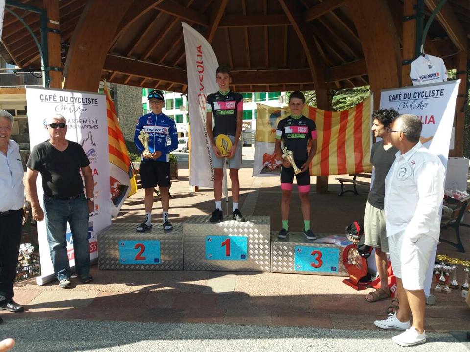 Il podio dell'ultima prova del Tour PACA 2017 vinta da Luca Cavallo
