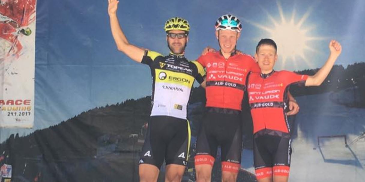 Il podio della seconda tappa dell'Alpen Tour Trophy 2017