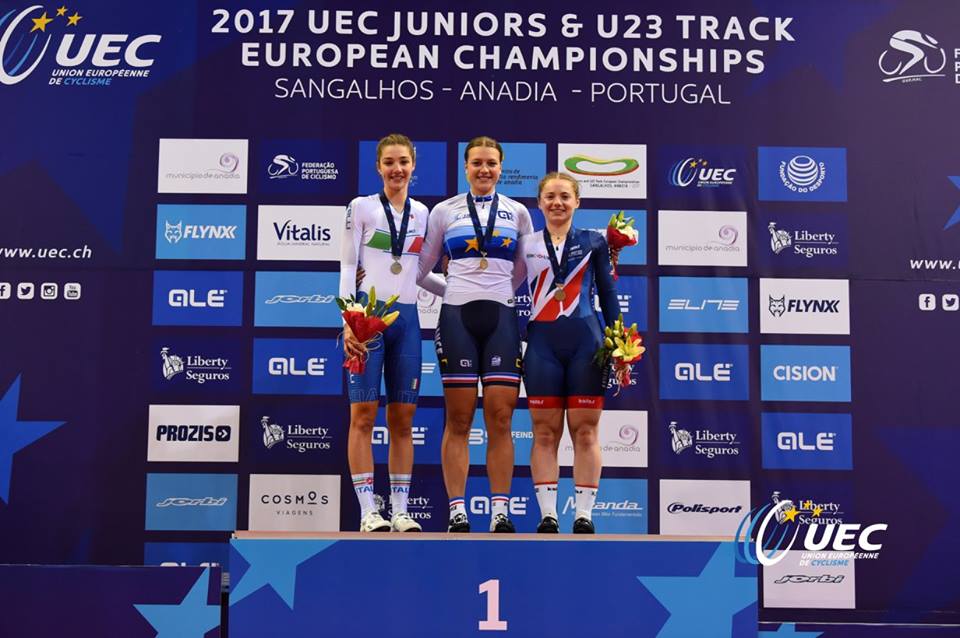 Il podio del Campionato Europeo Derny Donne Junior 2017