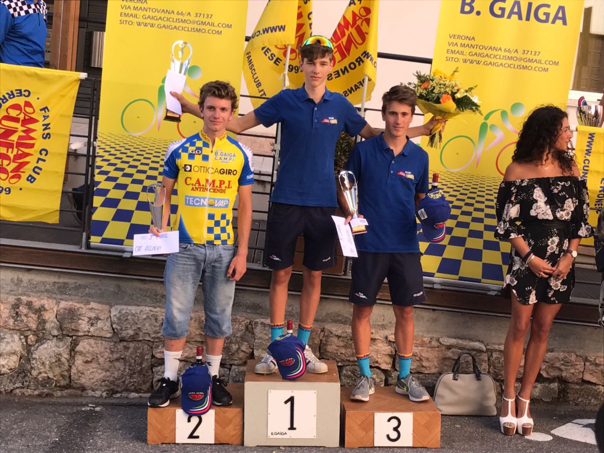 Il podio Allievi della cronometro di Grezzana