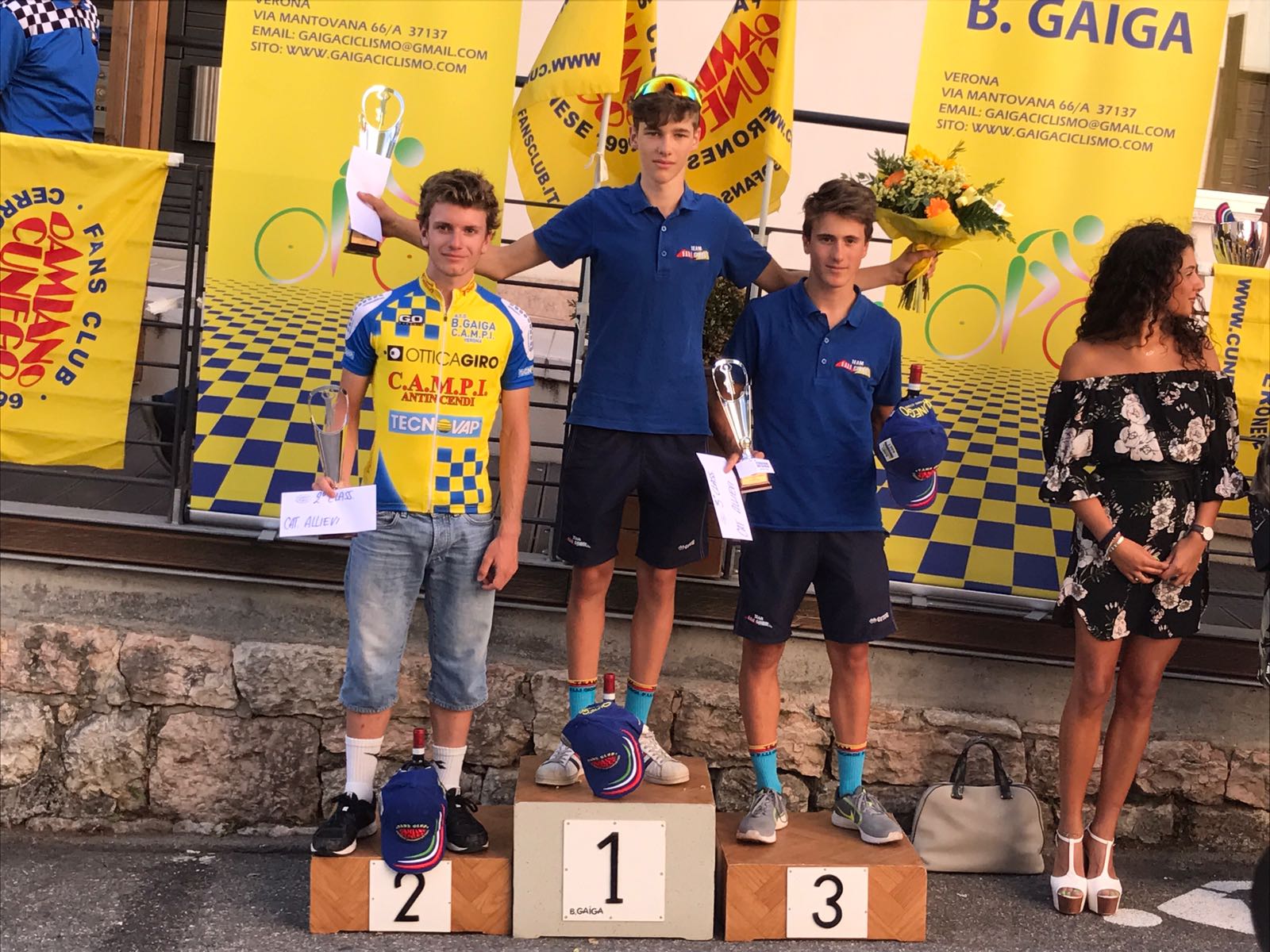 Il podio Allievi della cronometro di Grezzana