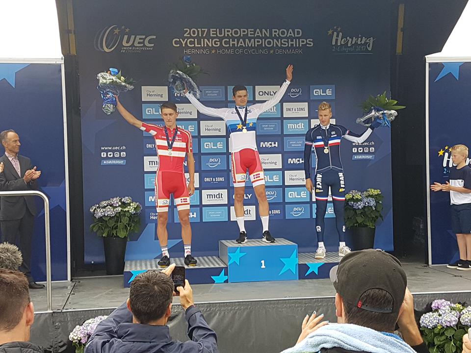 Il podio del Campionato Europeo a cronometro Under 23 2017