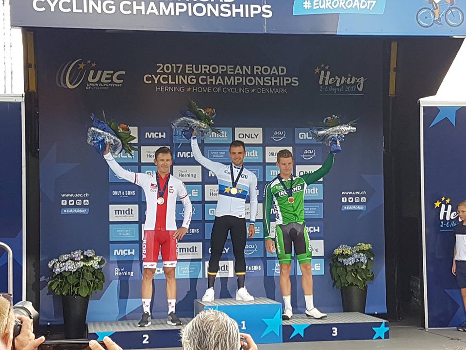 Il podio del Campionato Europeo a cronometro Elite