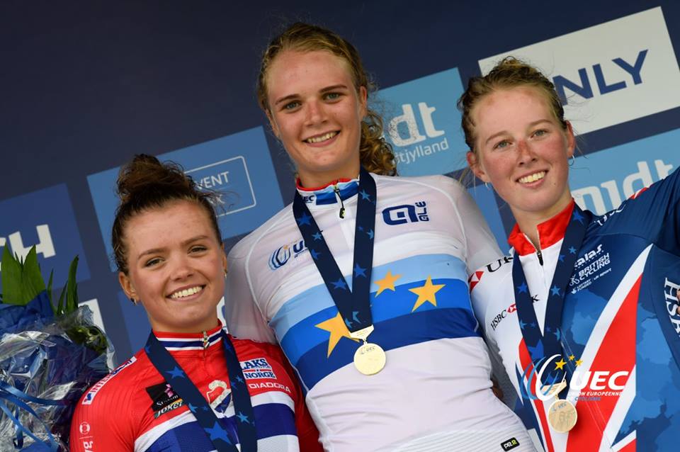 Il podio del Campionato Europeo strada Donne Under 23