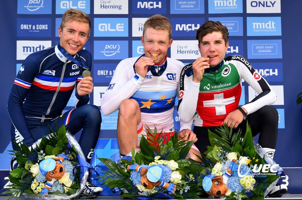 Il podio del Campionato Europeo strada Under 23