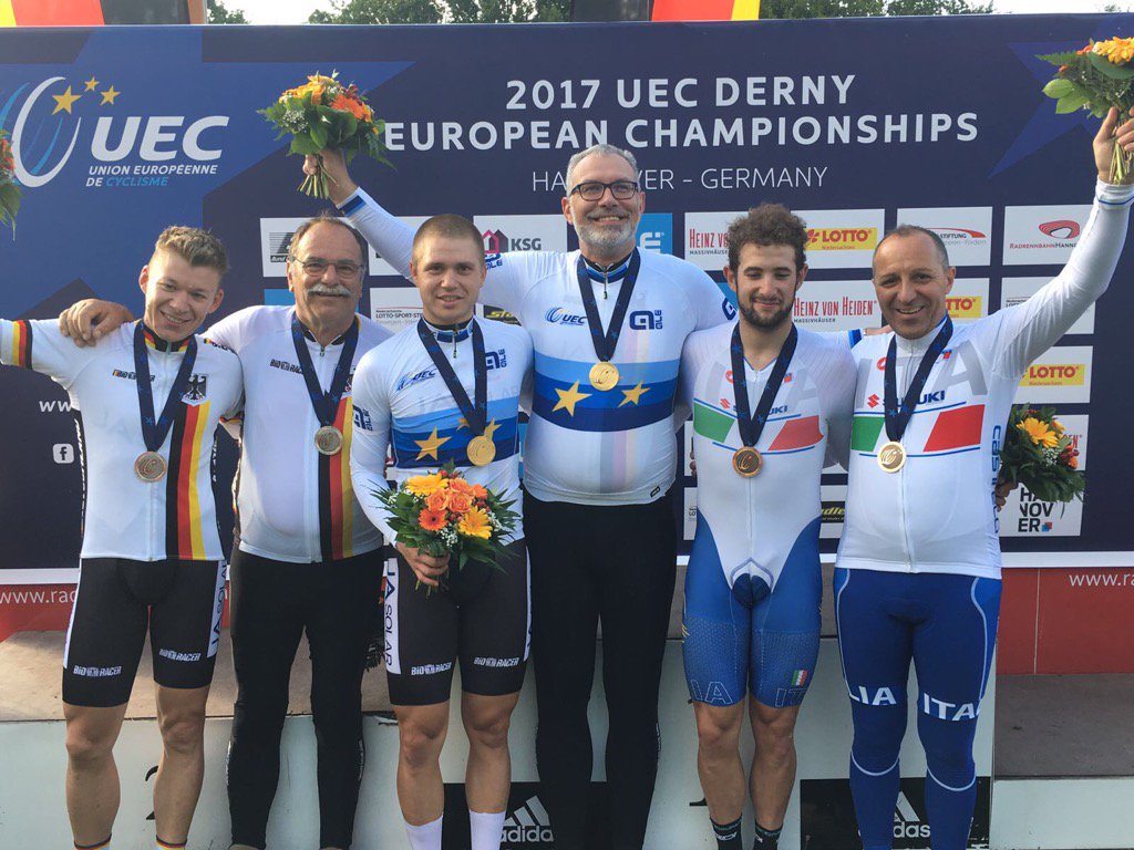 Il podio del Campionato Europeo Derny 2017