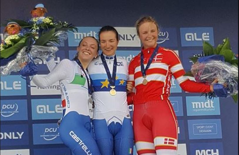 Elena Pirrone campionessa europea cronometro Donne Junior 2017. Letizia Paternoster medaglia d'argento