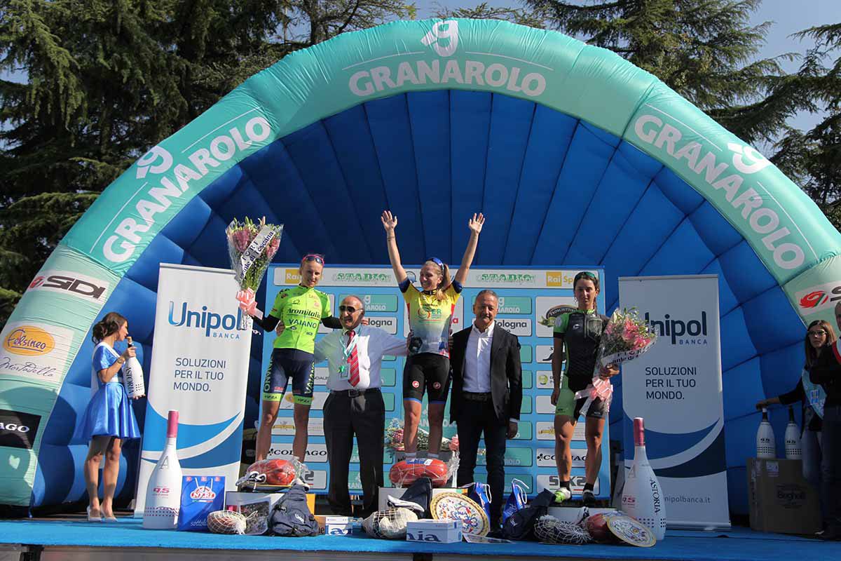 Il podio del Giro dell'Emilia femminile 2017