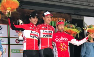 Il podio del Gp de Wallonie 2017 vinto da Tim Wellens