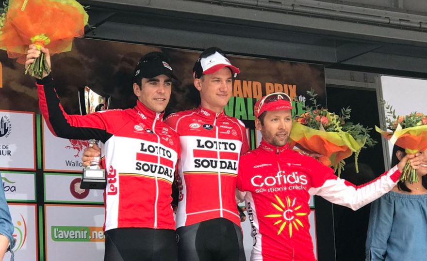 Il podio del Gp de Wallonie 2017 vinto da Tim Wellens