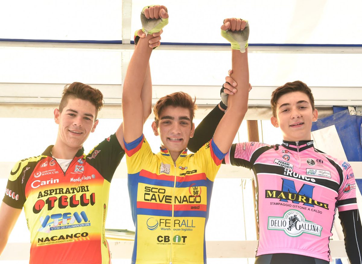 Il podio della gara Allievi di Concesio vinta da Andrea Piras