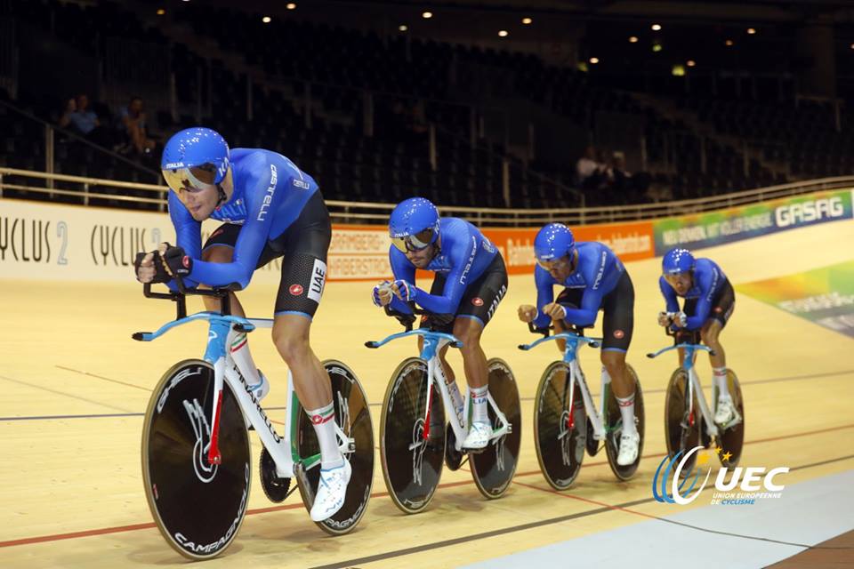 Il quartetto azzurro maschile in azione