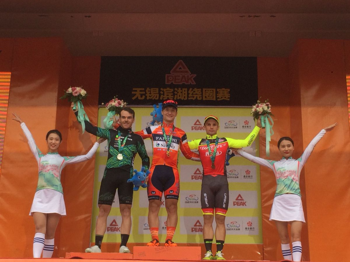 Il podio della prima tappa del Tour of Taihu Lake