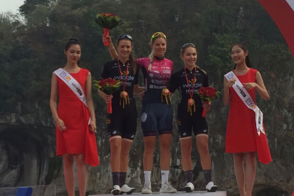 Il podio del Tour of Guangxi Women's Elite World Challenge vinto da Maria Vittoria Sperotto