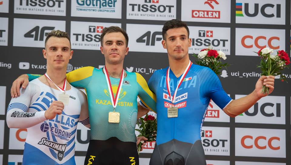 Il podio della Corsa a punti maschile