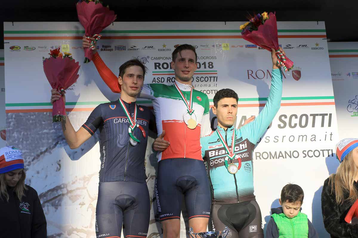 Luca Braidot sul gradino più alto del podio del Campionato Italiano Ciclocross Elite 2018