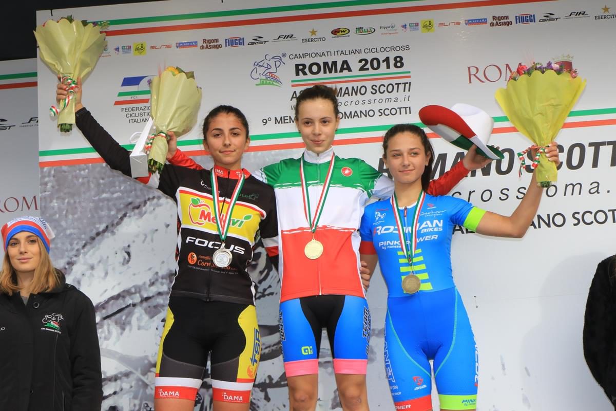 Il podio del Campionato Italiano Ciclocross Donne Esordienti 2° anno