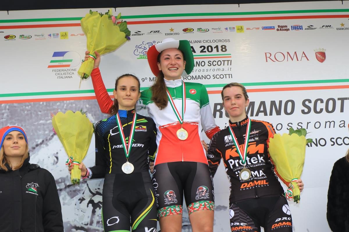 Il podio del Campionato Italiano Ciclocross Donne Allieve 2° anno