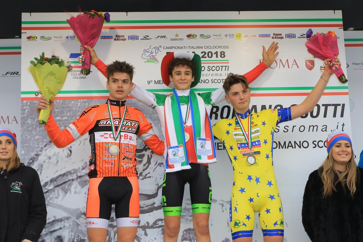Il podio del Campionato Italiano Ciclocross Allievi 1° anno