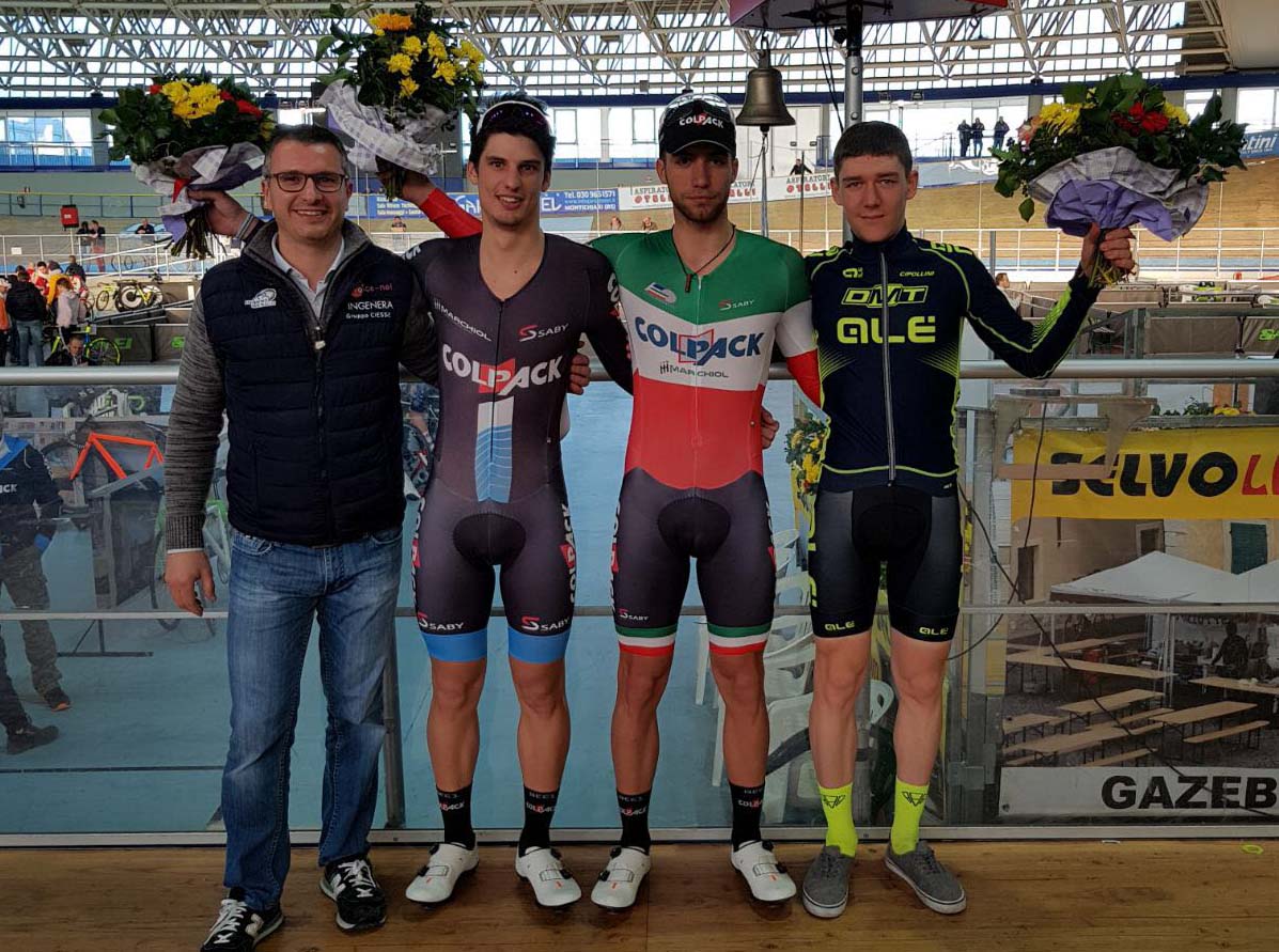 Il podio della Corsa a punti vinta da Nicolas Dalla Valle