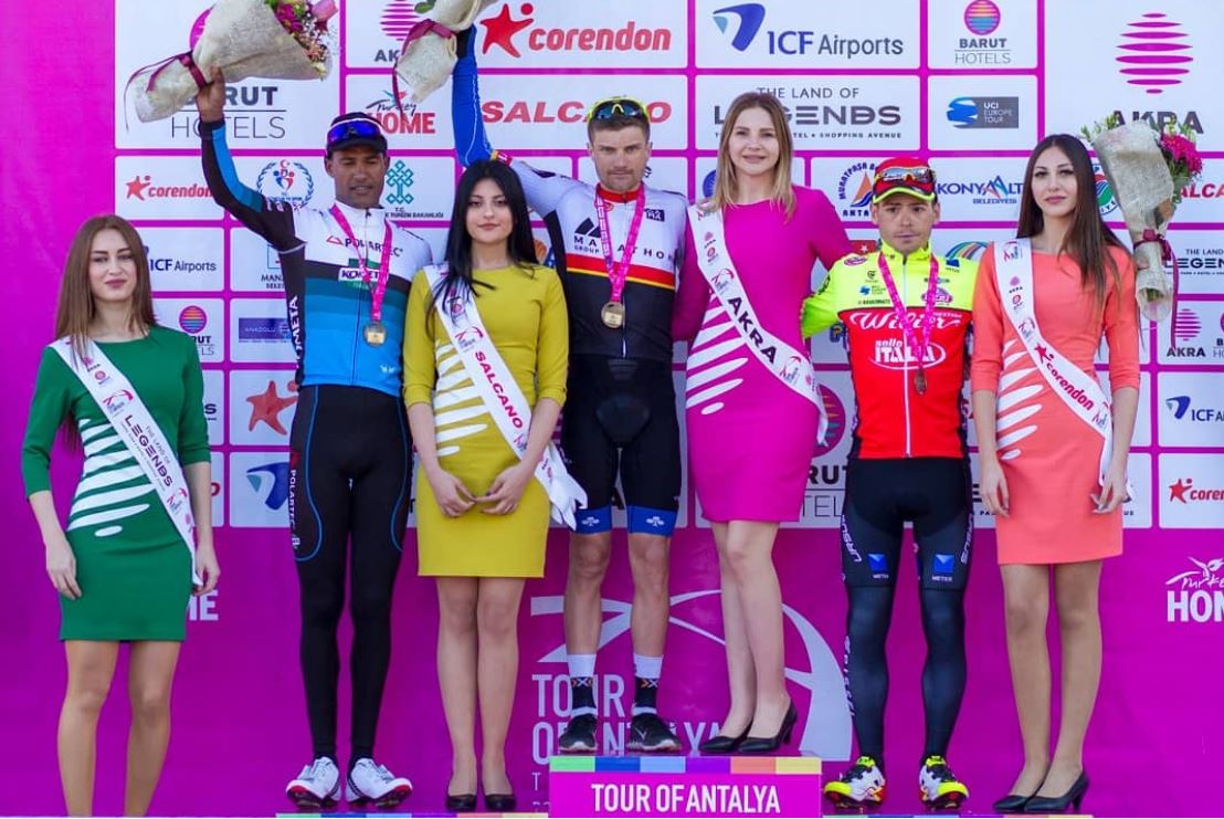 Il podio della terza tappa del Tour of Antalya
