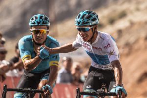 L'arrivo di Miguel Angel Lopez e Alexey Lutsenko alla Green Mountain