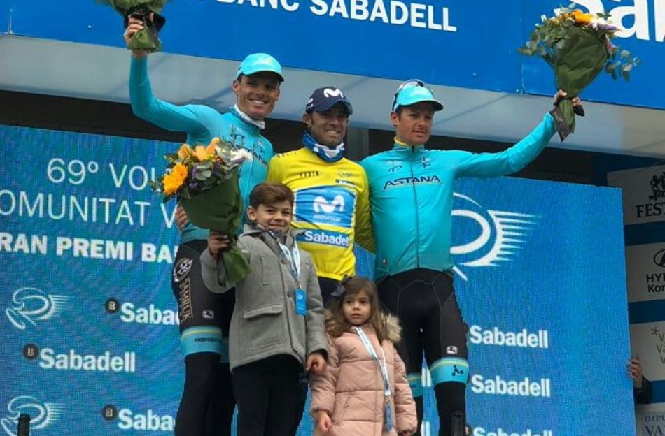 Il podio finale della Volta Valenciana 2018 vinta da Alejandro Valverde