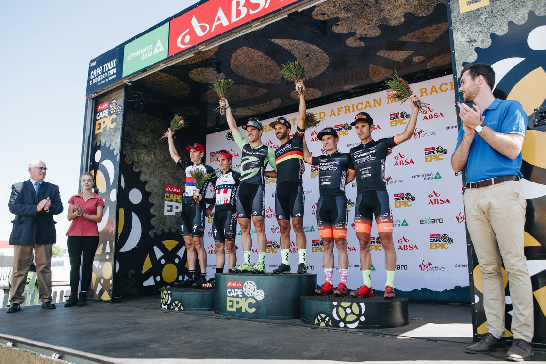 Il podio della seconda tappa della Cape Epic 2018