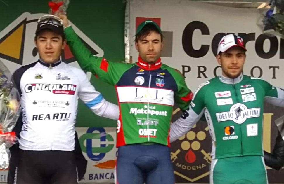 Il podio del 65/a Coppa Belricetto vinto da Gianmarco Begnoni