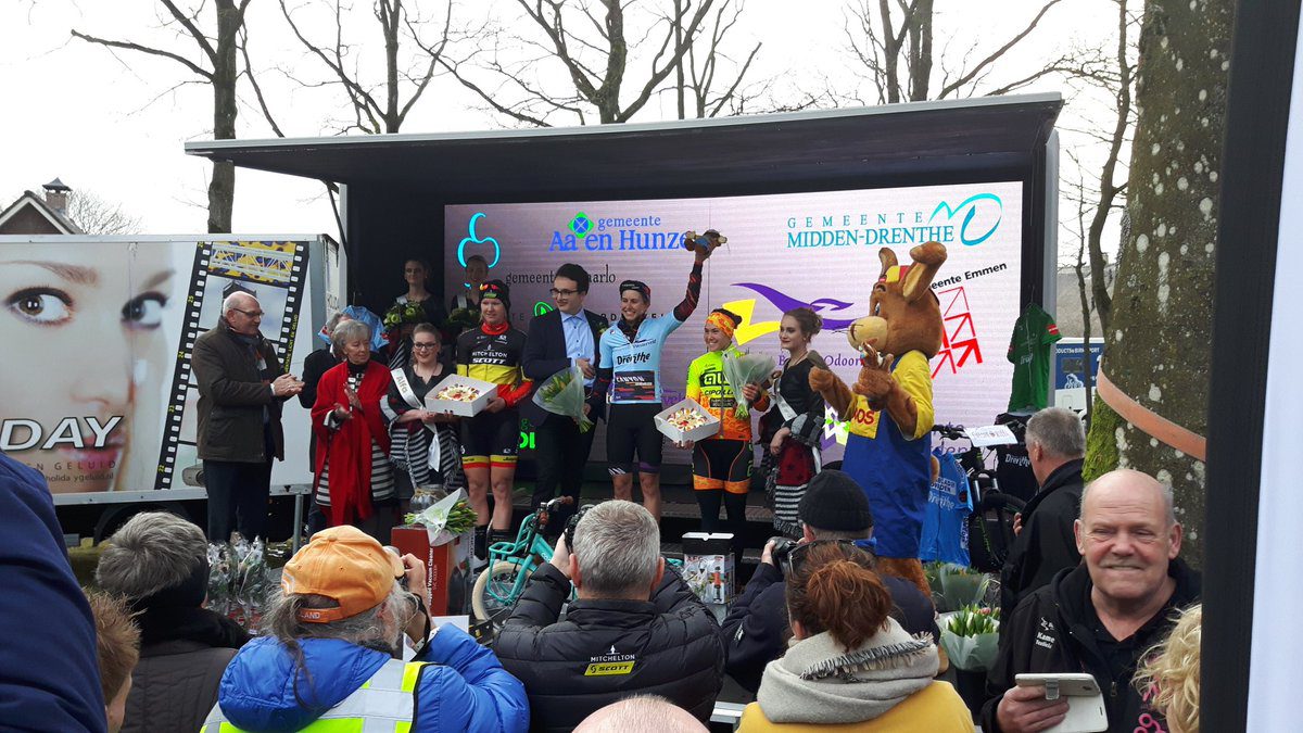 Il podio della Drentse Acht van Westerveld 2018 vinta da Alexis Ryan