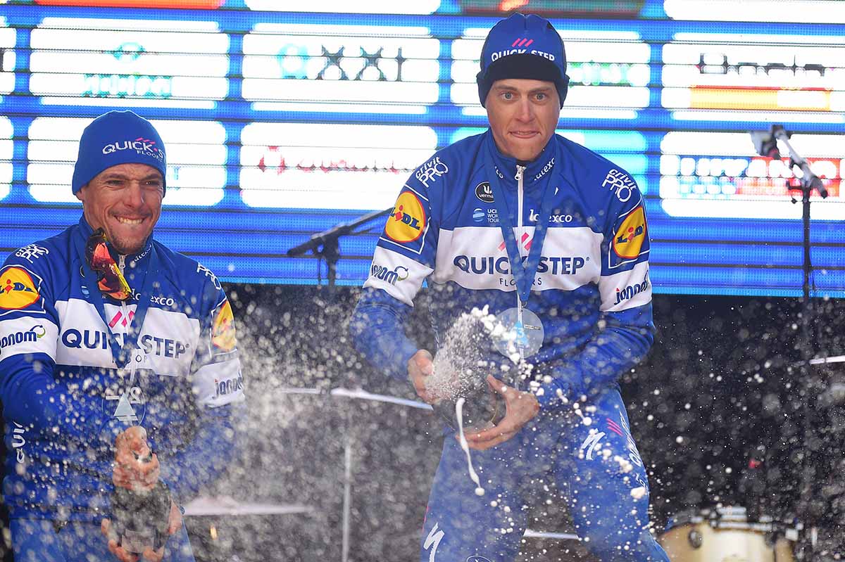 Niki Terpstra festeggia la vittoria nella E3 Harelbeke